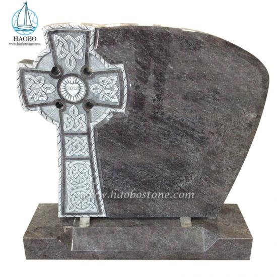 Granite Celtic Mist Cross Carved Headstone
