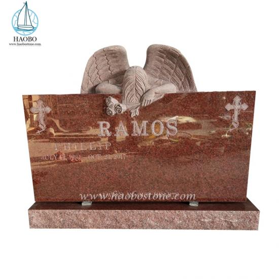 India red weeping angel headstone