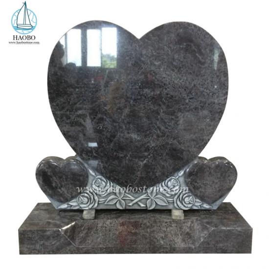 Heart Shaped With Rose Carved Tombstone