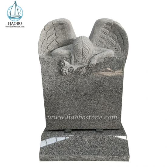 Single Weeping Angel with Rose Carved Headstone