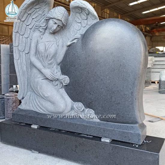 Imperial Black Honed Angel Gravestone