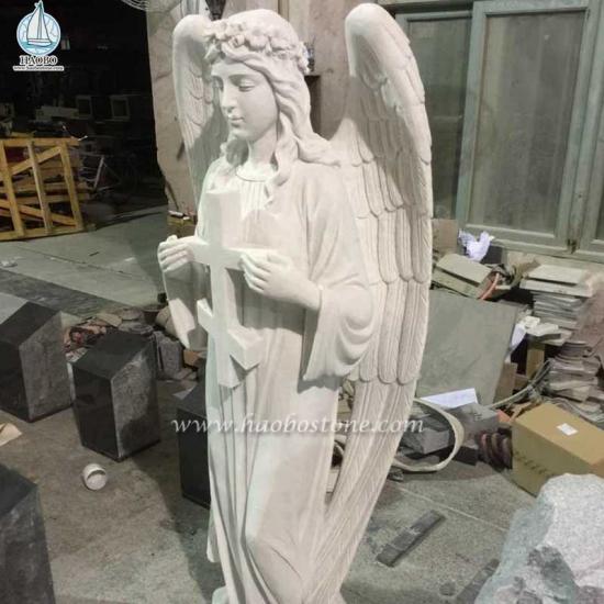 Marble Cross with Angel Sculpture