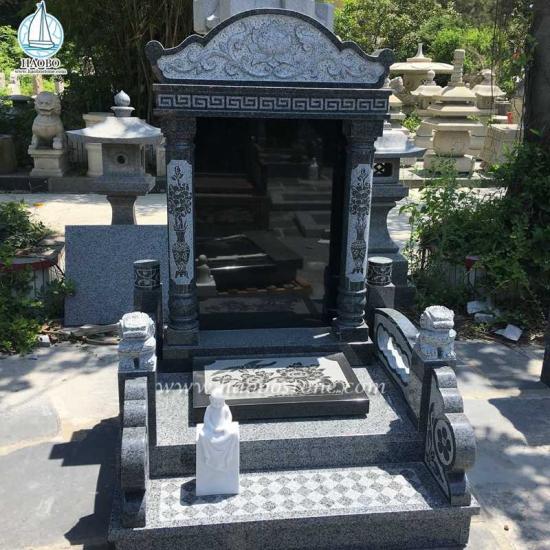 Chineses Style Lotus Carved Granite Monument