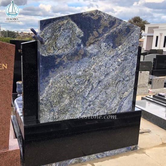 Bahia Blue Granite Memorial Tombstone for Cemetery