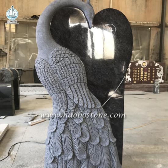 Granite Peacock Carved Headstone