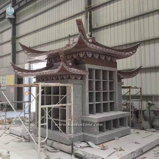  Grey Granite 78 Niches Asian-style designed Iiregular polyhedral Roofted  Columbarium 