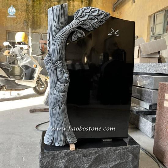  Black Granite Tree Monument with Antique Color 