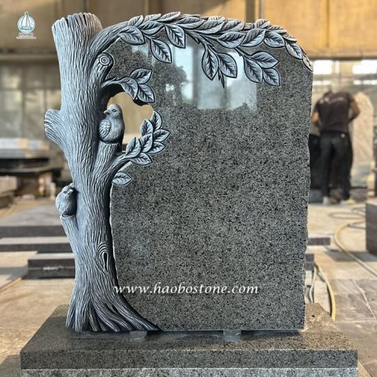  Grey Granite Tree Monument with Antique Color 