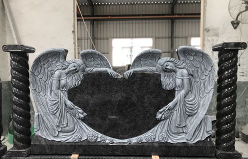 Double Angel Memorial Grabstein, hergestellt von Haobo Stone
