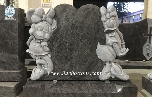 Granit-Cartoon-Minnie-Maus mit Gänseblümchen-Ente-Grabstein